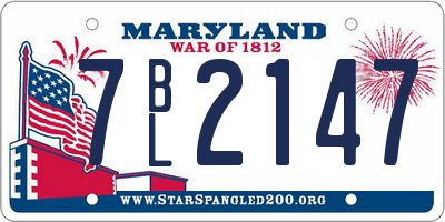 MD license plate 7BL2147