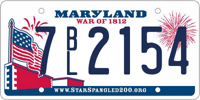 MD license plate 7BL2154