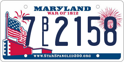 MD license plate 7BL2158