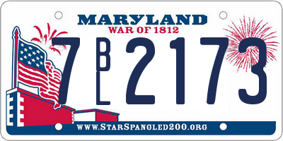 MD license plate 7BL2173