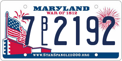 MD license plate 7BL2192