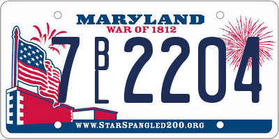 MD license plate 7BL2204