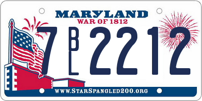 MD license plate 7BL2212