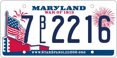 MD license plate 7BL2216