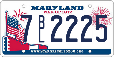 MD license plate 7BL2225