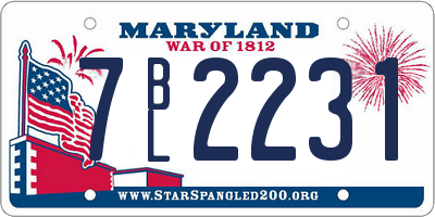 MD license plate 7BL2231