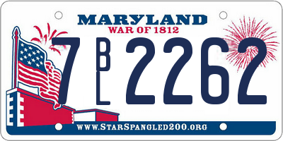 MD license plate 7BL2262