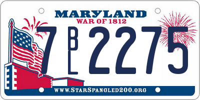 MD license plate 7BL2275