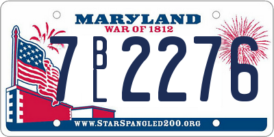 MD license plate 7BL2276