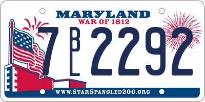 MD license plate 7BL2292