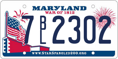 MD license plate 7BL2302