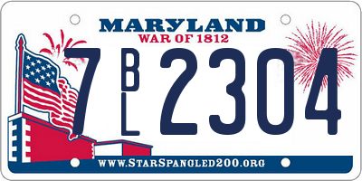 MD license plate 7BL2304