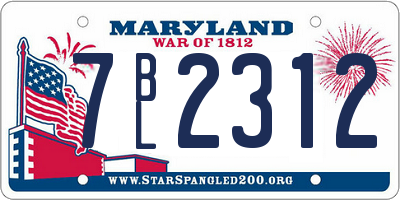 MD license plate 7BL2312