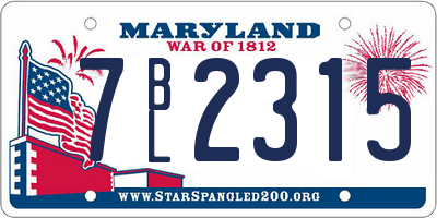 MD license plate 7BL2315