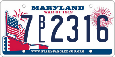 MD license plate 7BL2316