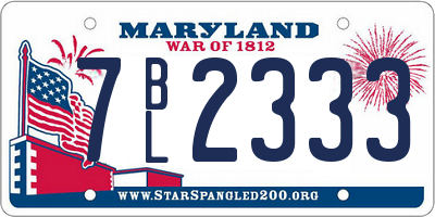 MD license plate 7BL2333