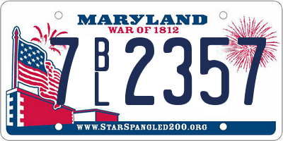 MD license plate 7BL2357