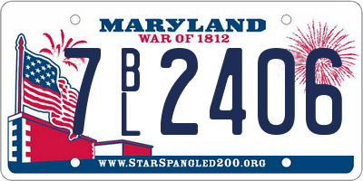 MD license plate 7BL2406