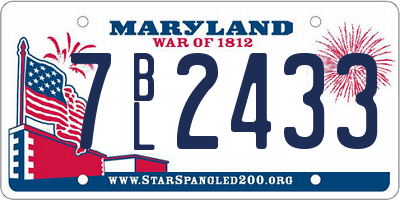 MD license plate 7BL2433