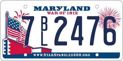 MD license plate 7BL2476
