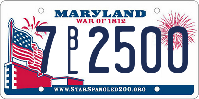 MD license plate 7BL2500