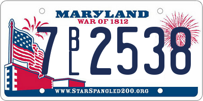 MD license plate 7BL2538