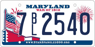 MD license plate 7BL2540