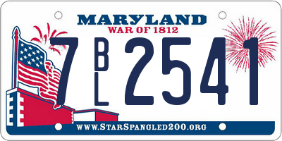 MD license plate 7BL2541