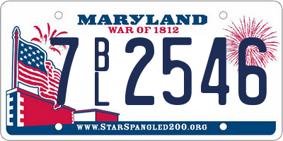 MD license plate 7BL2546