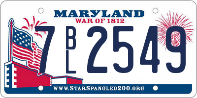 MD license plate 7BL2549