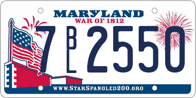 MD license plate 7BL2550