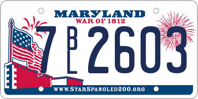 MD license plate 7BL2603