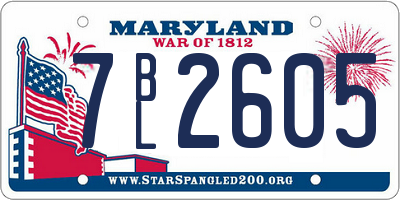 MD license plate 7BL2605
