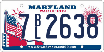 MD license plate 7BL2638