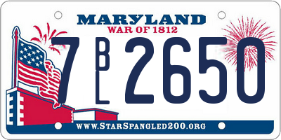 MD license plate 7BL2650