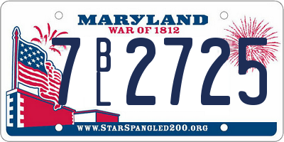 MD license plate 7BL2725