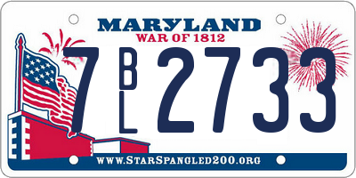 MD license plate 7BL2733