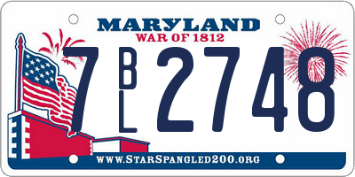 MD license plate 7BL2748