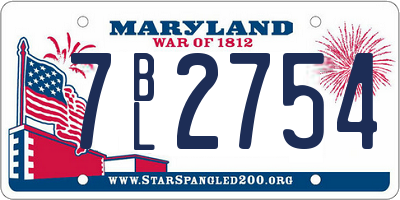 MD license plate 7BL2754