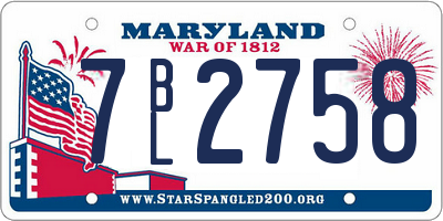 MD license plate 7BL2758