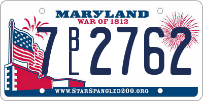 MD license plate 7BL2762