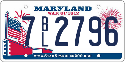 MD license plate 7BL2796