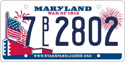 MD license plate 7BL2802