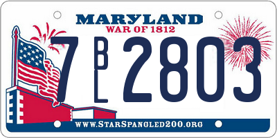 MD license plate 7BL2803