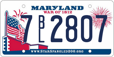 MD license plate 7BL2807