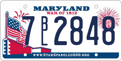 MD license plate 7BL2848