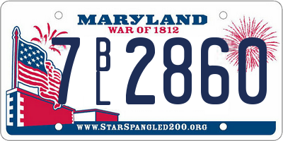 MD license plate 7BL2860