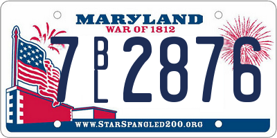 MD license plate 7BL2876