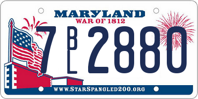 MD license plate 7BL2880