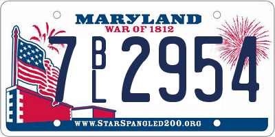 MD license plate 7BL2954